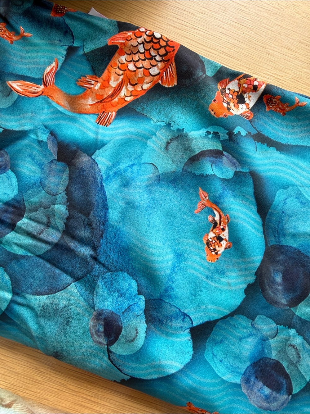 Blue Koi Pattern Fish fabric, nylons matte swim fabric